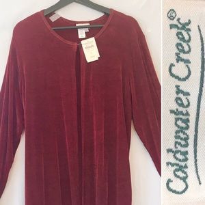 COLDWATER CREEK NWT Deep Red/Blk Open Jacket/Tunic